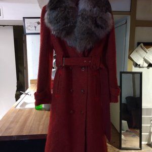 Tory Burch faux fur collar coat